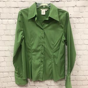 Tall Girl Green Button Front Blouse 14T